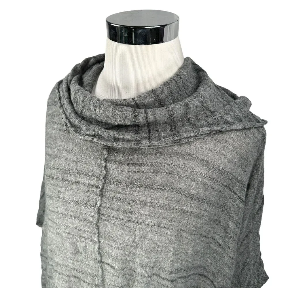 Free People Sweater‎ Women's Small Heather Gray Knit Boho Cowl Neck Oversized